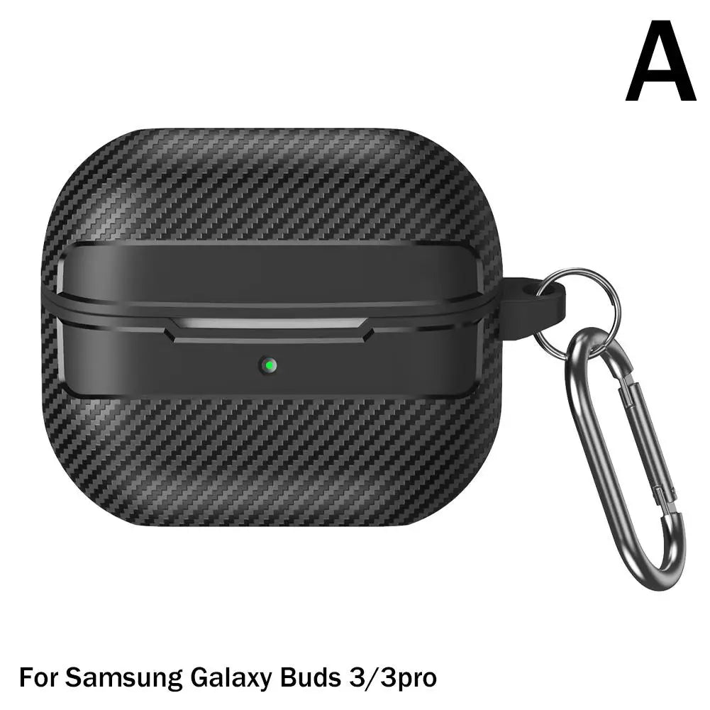 Carbon Fiber TPU Case with Buckle for Samsung Galaxy Buds 3 Pro