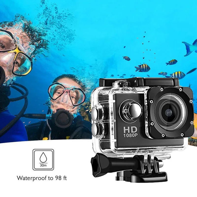Full HD 1080P Waterproof Sports Camera | Mini Action Cam with Accessories