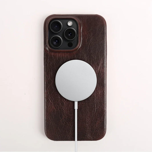 Business Genuine Leather MagSafe Case for iPhone 11–16 Pro Max Premium Cowhide