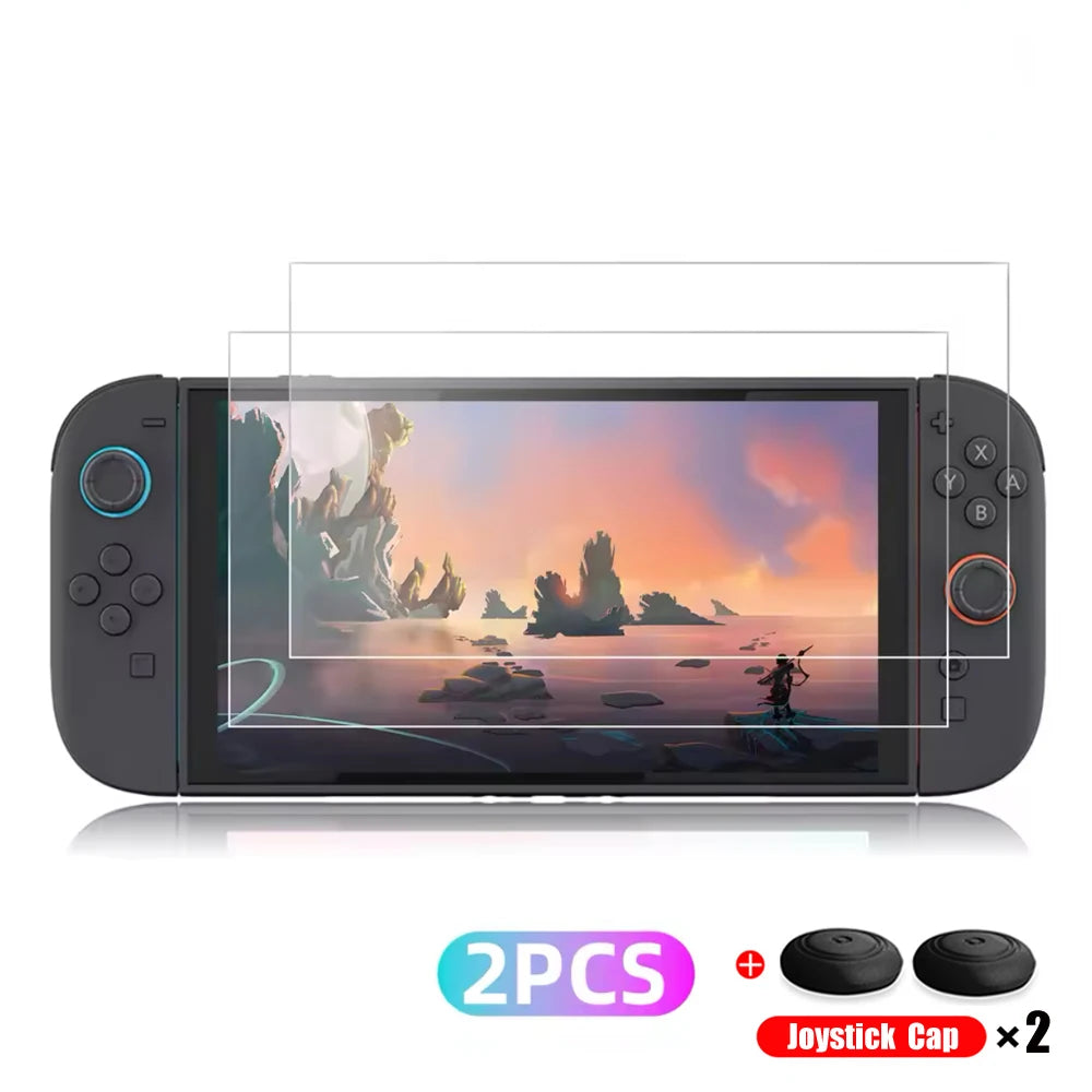Tempered Glass Screen Protector for Nintendo Switch 2 + Joystick Cap Accessories