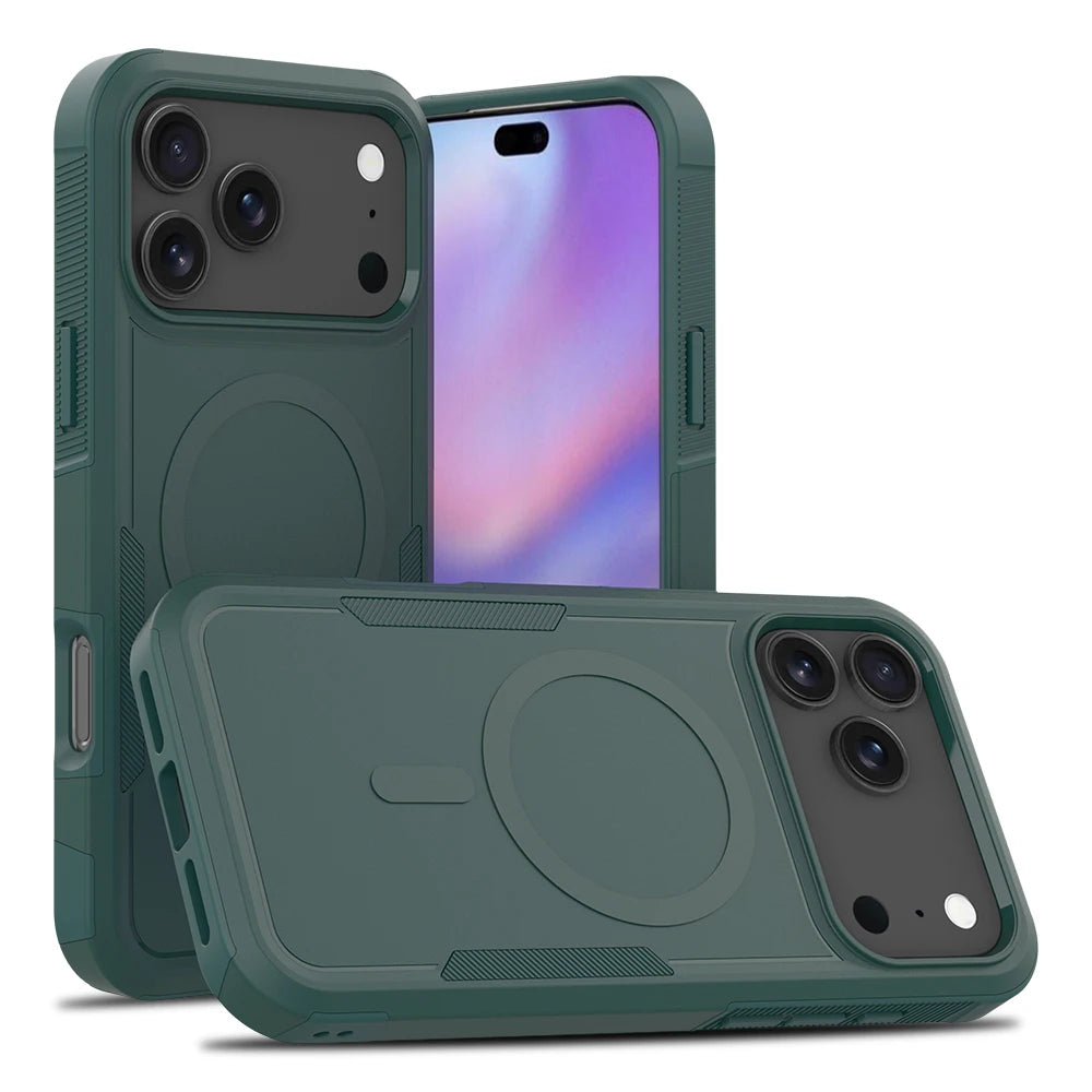 Premium 2-in-1 Heavy Armor Magnetic Case for iPhone 12/13/14 Plus/15 Pro Max