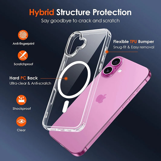 Magnetic Hybrid Case for iPhone 16–11 Pro Max – MagSafe Wireless Charging