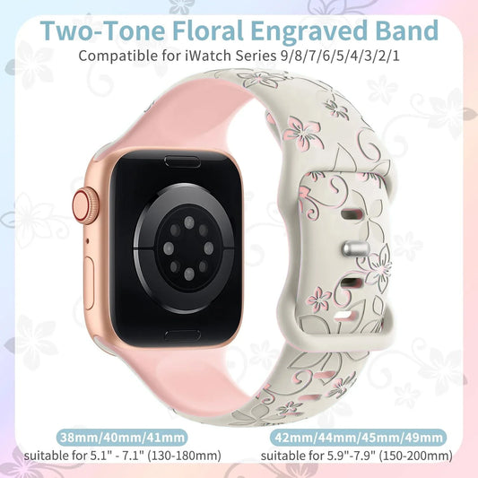 Engraved Silicone Strap for Apple Watch Ultra 9 8 7 6 SE 49mm 45mm 41mm 40mm