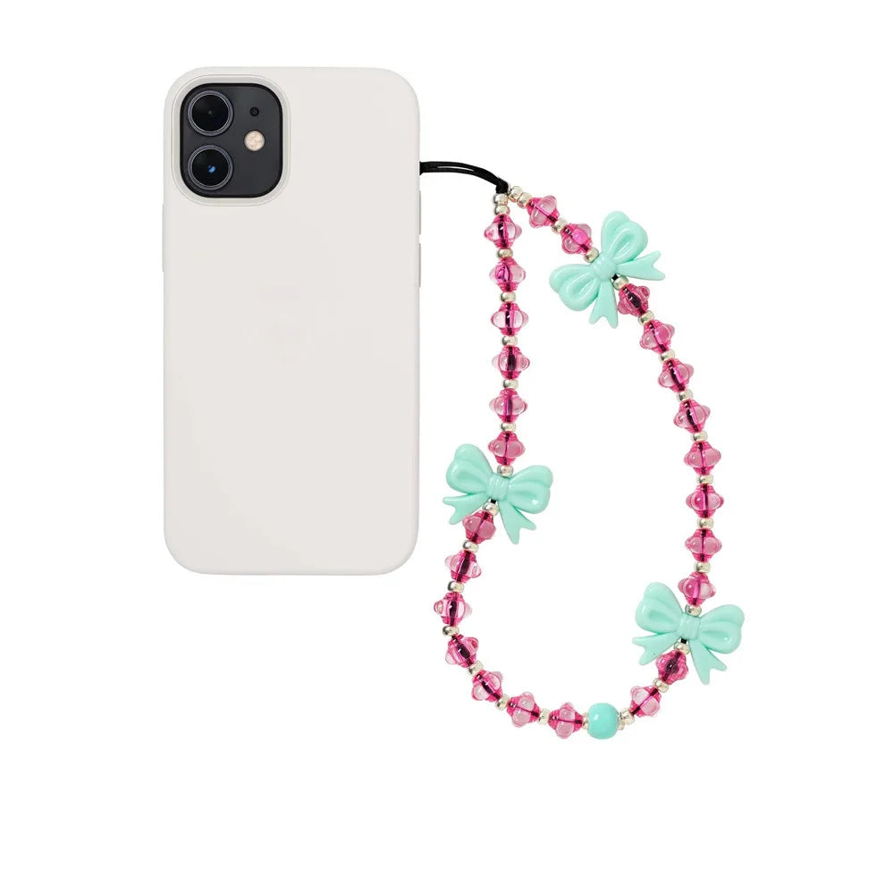 Y2K Bowknot Beaded Phone Charm Strap for Girls & Women
