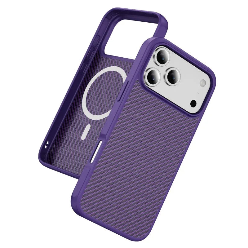 Carbon Fiber Magnetic Case for iPhone 17–12 | Hard PC Protective Cover