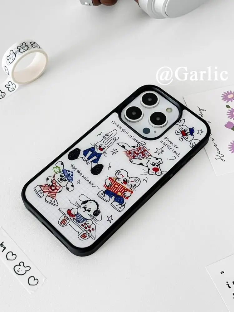 Korean INS Cute Pet Y2K Phone Case for iPhone 16 15 14 13 12 11 Pro Max