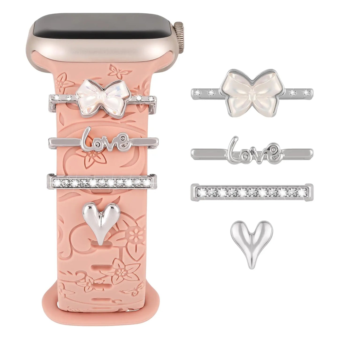 Diamond Metal Charms for Apple Watch Band Bling Rings for iWatch Series 9-6 SE