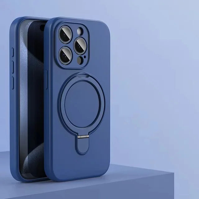 Liquid Silicone MagSafe Stand Case for iPhone 17 Air 16 15 14 13 Pro Max