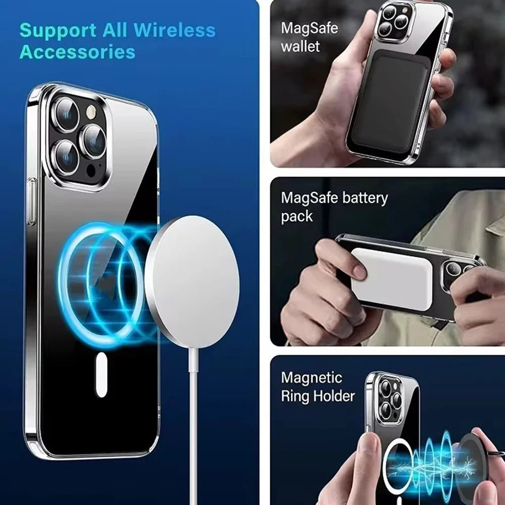 Full Back MagSafe Case for iPhone 17 Air 16 15 14 13 12 11 Pro Max + Lens