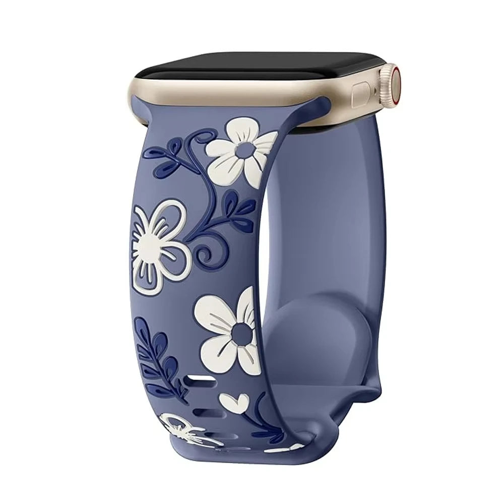 Engraved Strap For Apple Watch Band 11 10 42mm 46mm Silicone Correa Bracelet iWatch Series 10 9 8 7 SE 6 45/44/40mm Ultra2/3