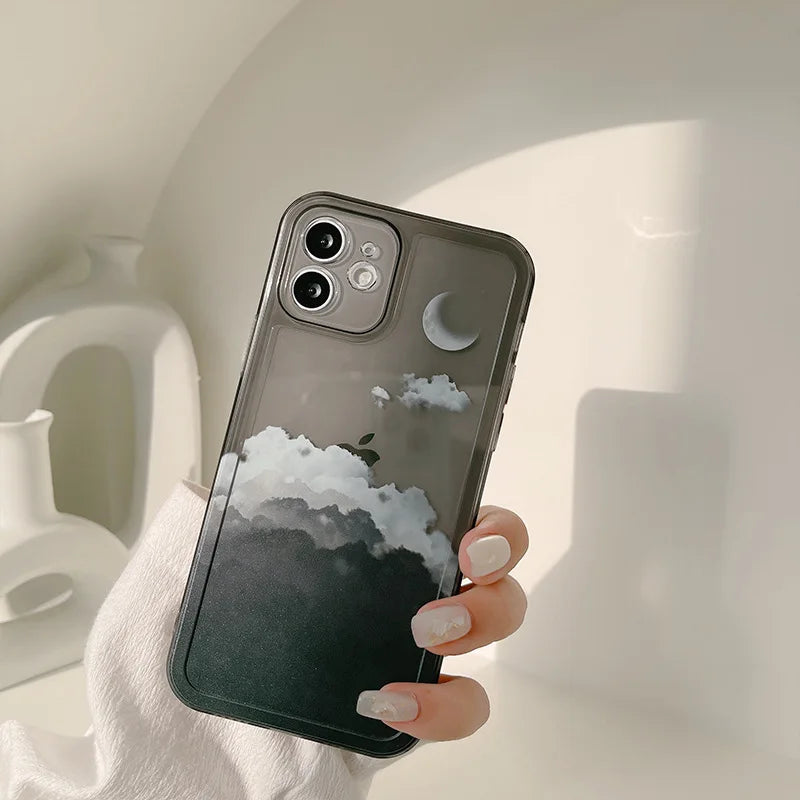 Moon Night Cloud Scenery Case for iPhone 16 15 14 13 12 11 XS XR X 8 7 Plus
