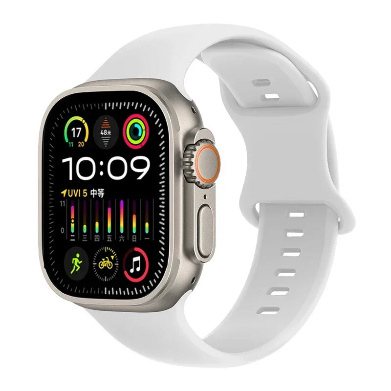 Soft Silicone Waterproof Strap for Apple Watch Ultra 2 & Series 9–SE | 49–41mm