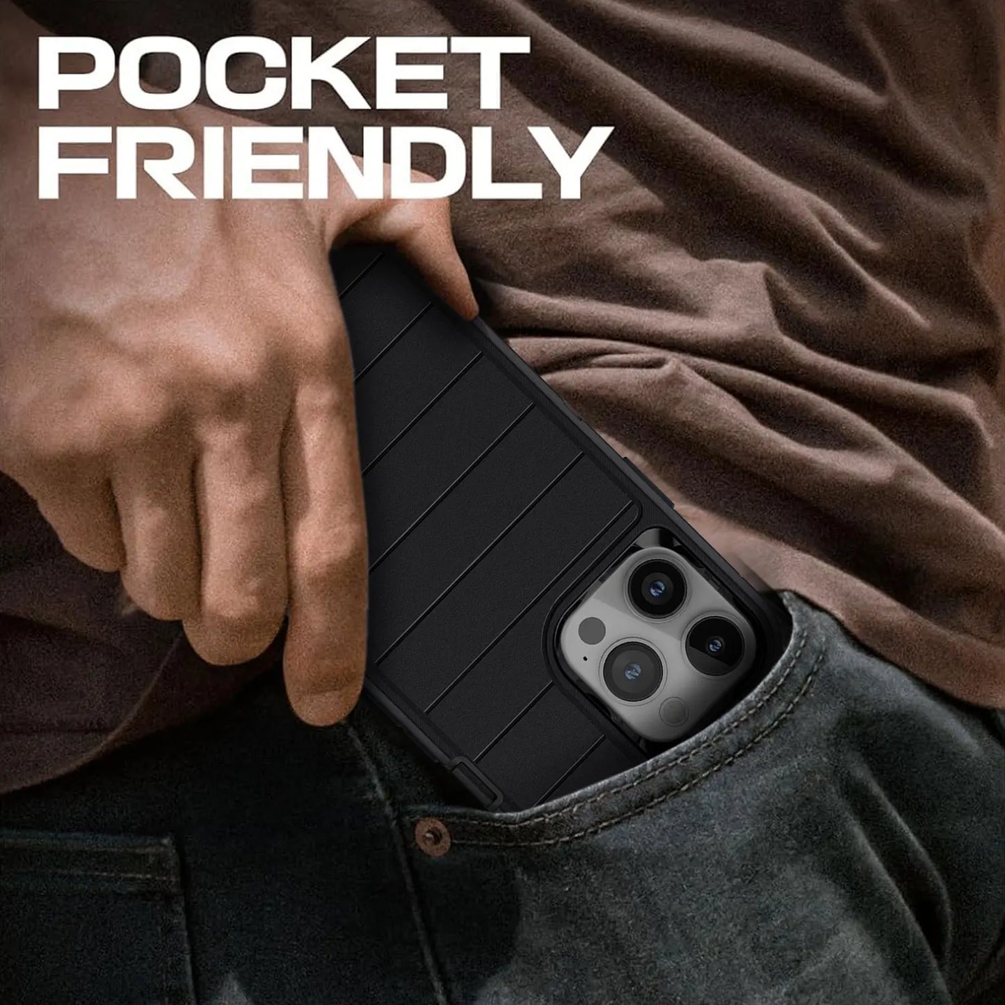 Layer Heavy Duty Kickstand Case for iPhone 15–15 Pro Max – Black Protective Cover