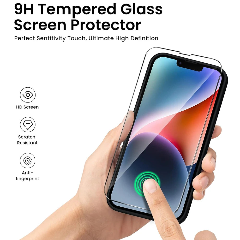 2PCS Tempered Glass + Shockproof Case for iPhone 15 14 13 12 11 Pro Max