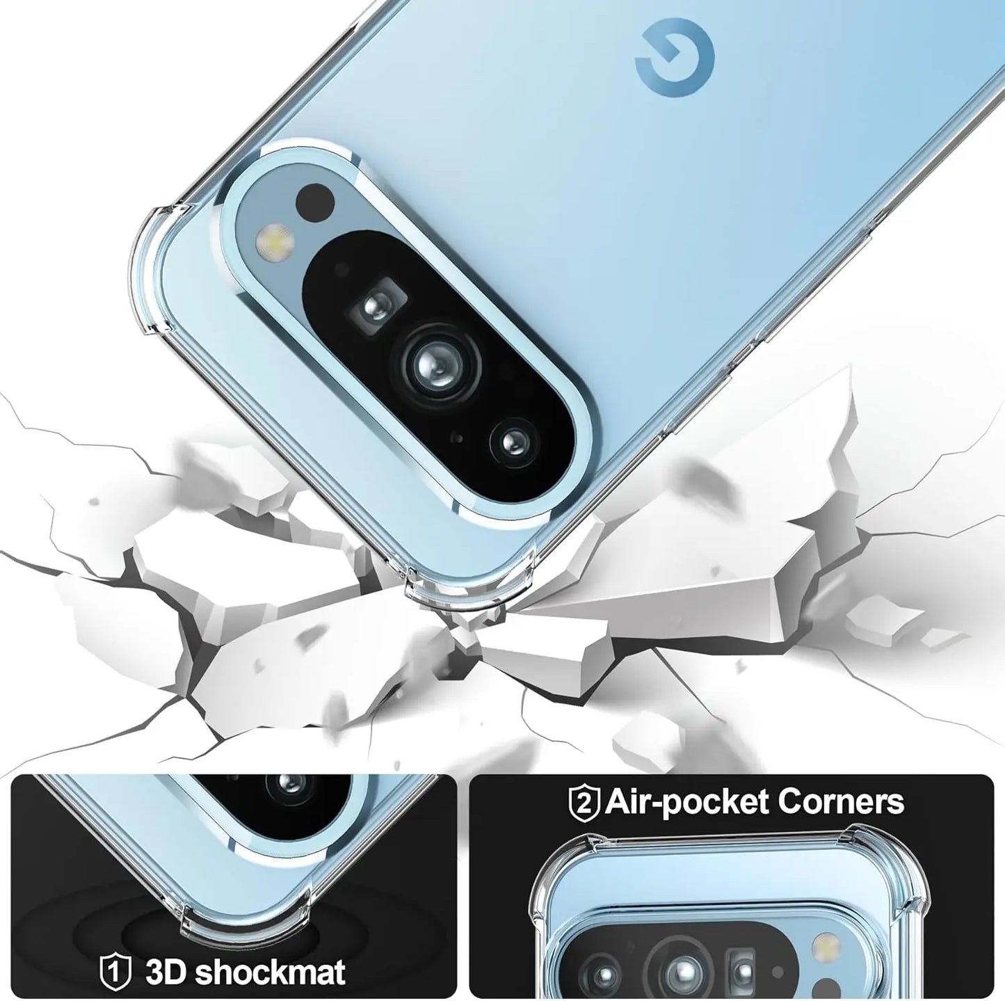 Shockproof Clear TPU Airbag Case for Google Pixel 9 Pro XL / 8A / 8