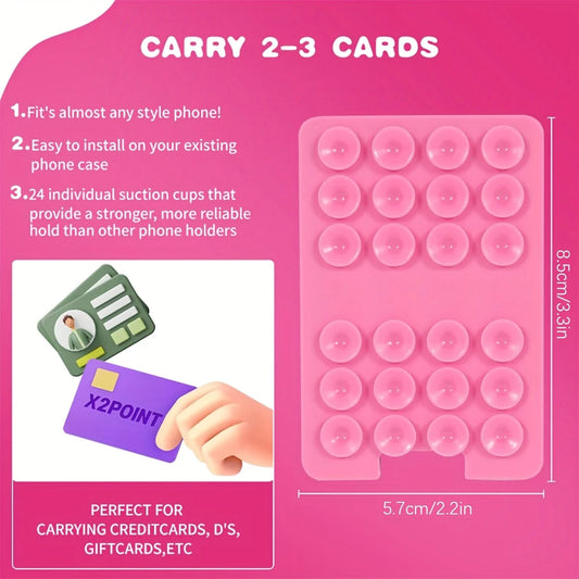 Silicone Suction Cup Phone Holder with Card Wallet for iPhone and Android Selfies