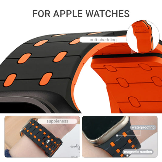 Sport Silicone Bracelet for Apple Watch Series 3–10 SE Ultra 38–49mm