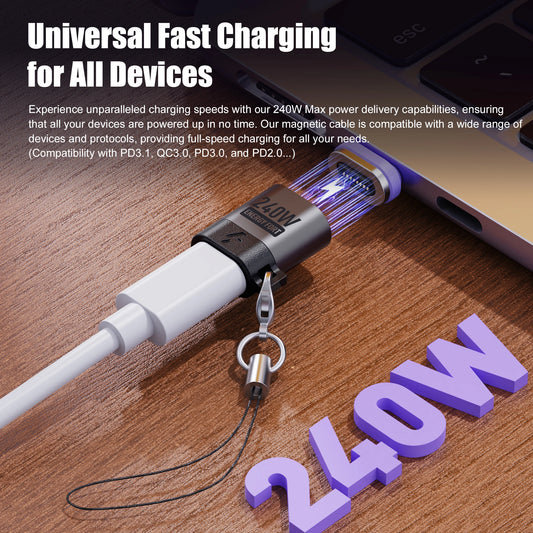 240W Magnetic USB-C Adapter – Fast Charging & Data Transfer Extender