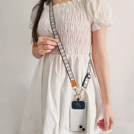Wide Printed Crossbody Phone Strap – Adjustable Anti-Theft Lanyard