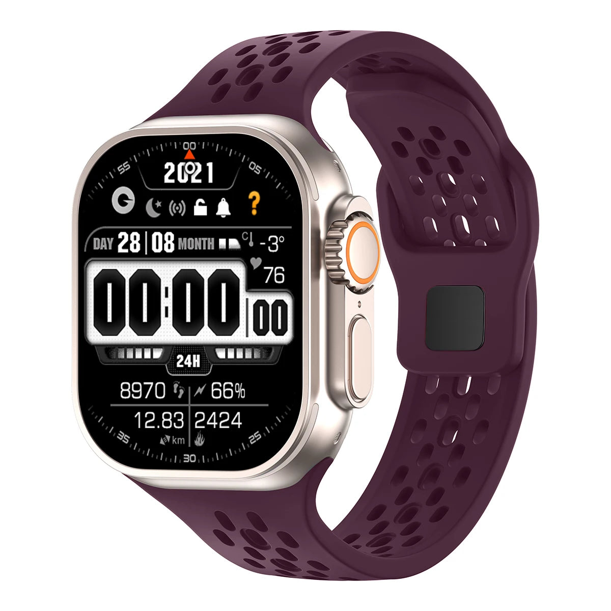 Silicone Sport Band for Apple Watch 3–Ultra, 38–49mm, Series 3–10 Adjustable Strap