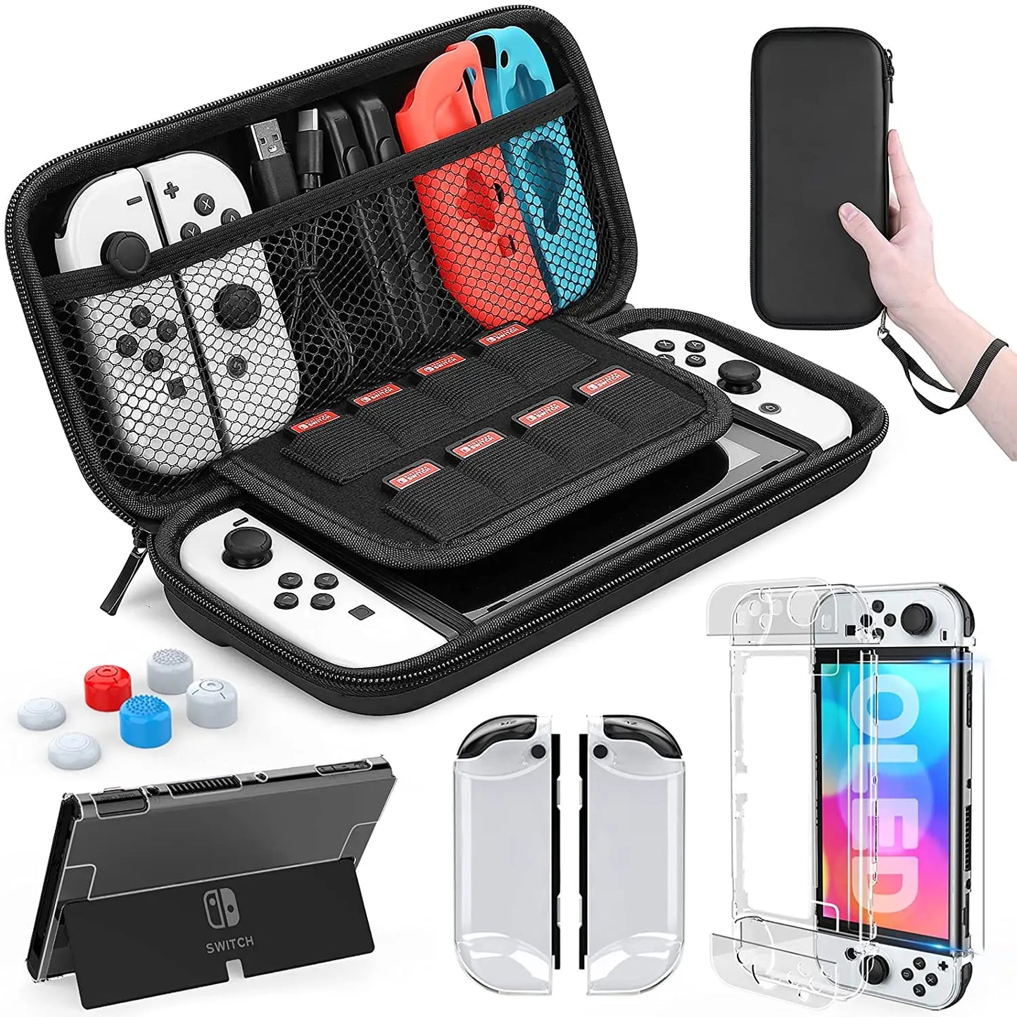 9-in-1 Accessories Kit for Nintendo Switch OLED with Carrying Case (2022)