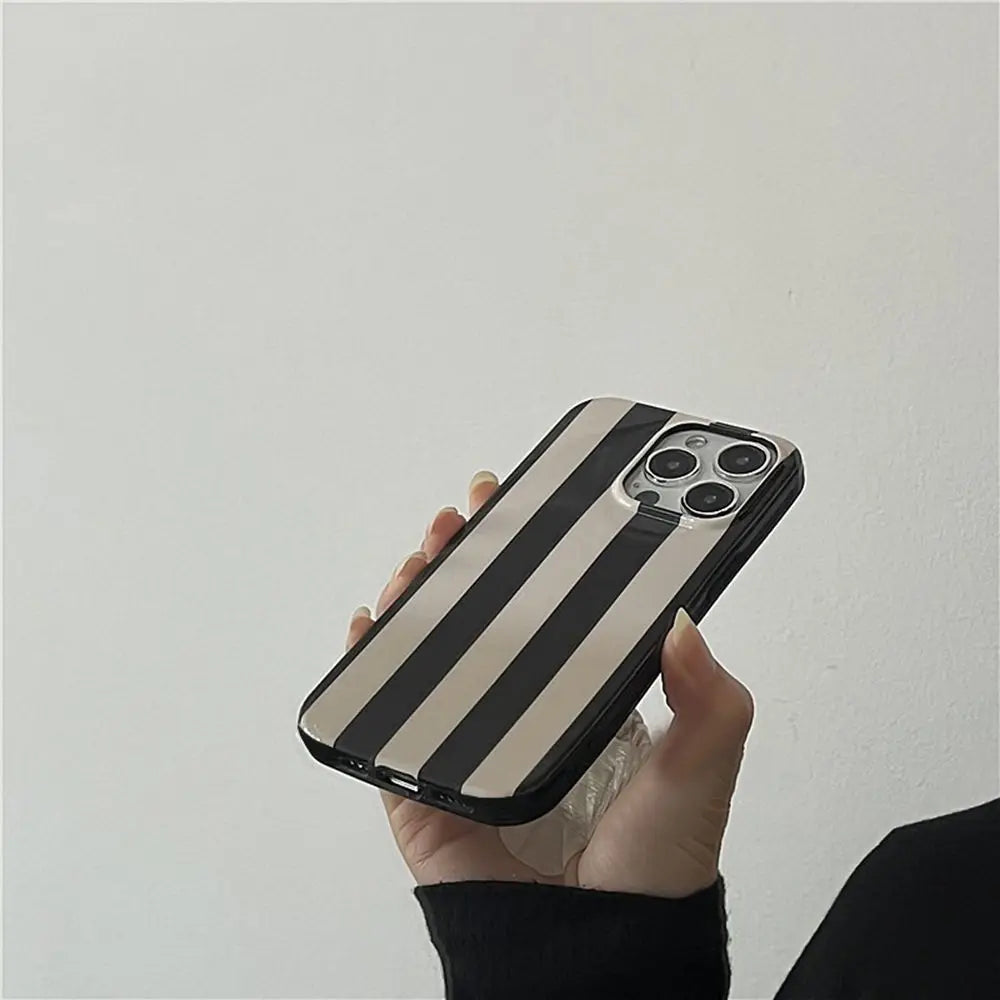 Retro Stripe Minimalist Phone Case for iPhone 17–7 Pro Max Aesthetic