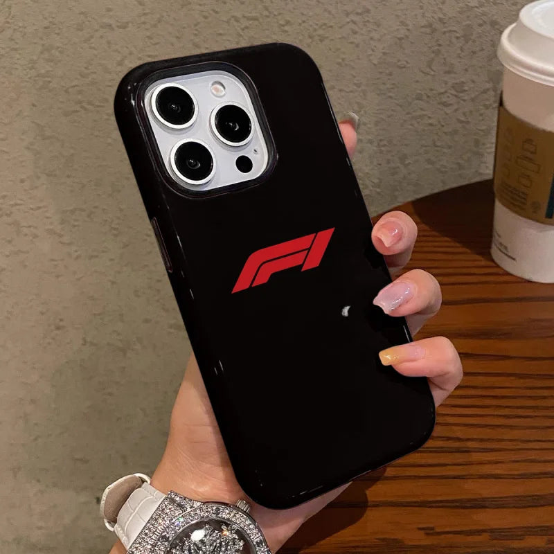 Simple Black Pattern Glossy 2in1 Tough Phone Case For iPhone 16 15 14 13 12