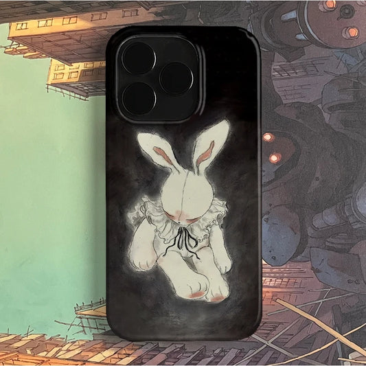 Niche Retro Rabbit Phone Cover for iPhone 16 Pro 15 14 13 12 Mini