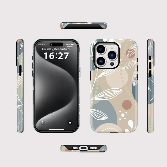 Leaves & Flower MagSafe Case for iPhone 16–11 | Magnetic Double-Layer Cover