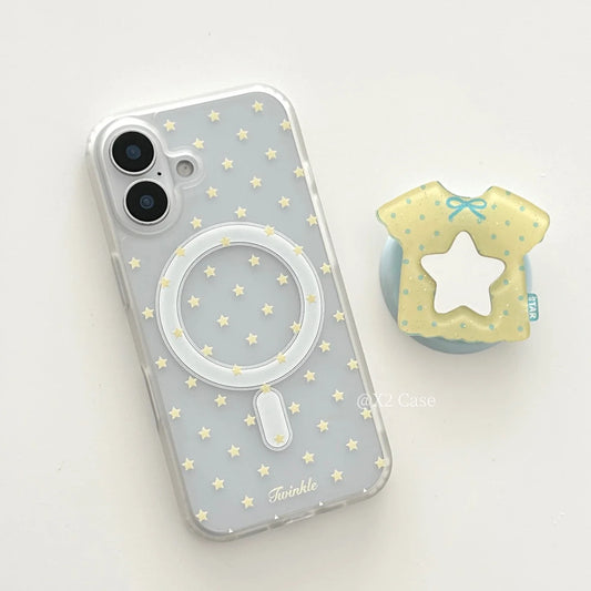 Yellow Stars Korean MagSafe Case for iPhone 17 16 15 14 13 12 11 Pro Max