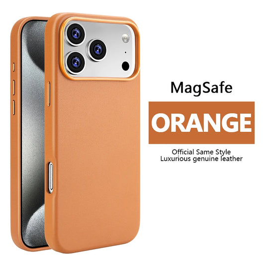 MagSafe PU Leather Case for iPhone 13/14/15 Pro Max Magnetic Cover