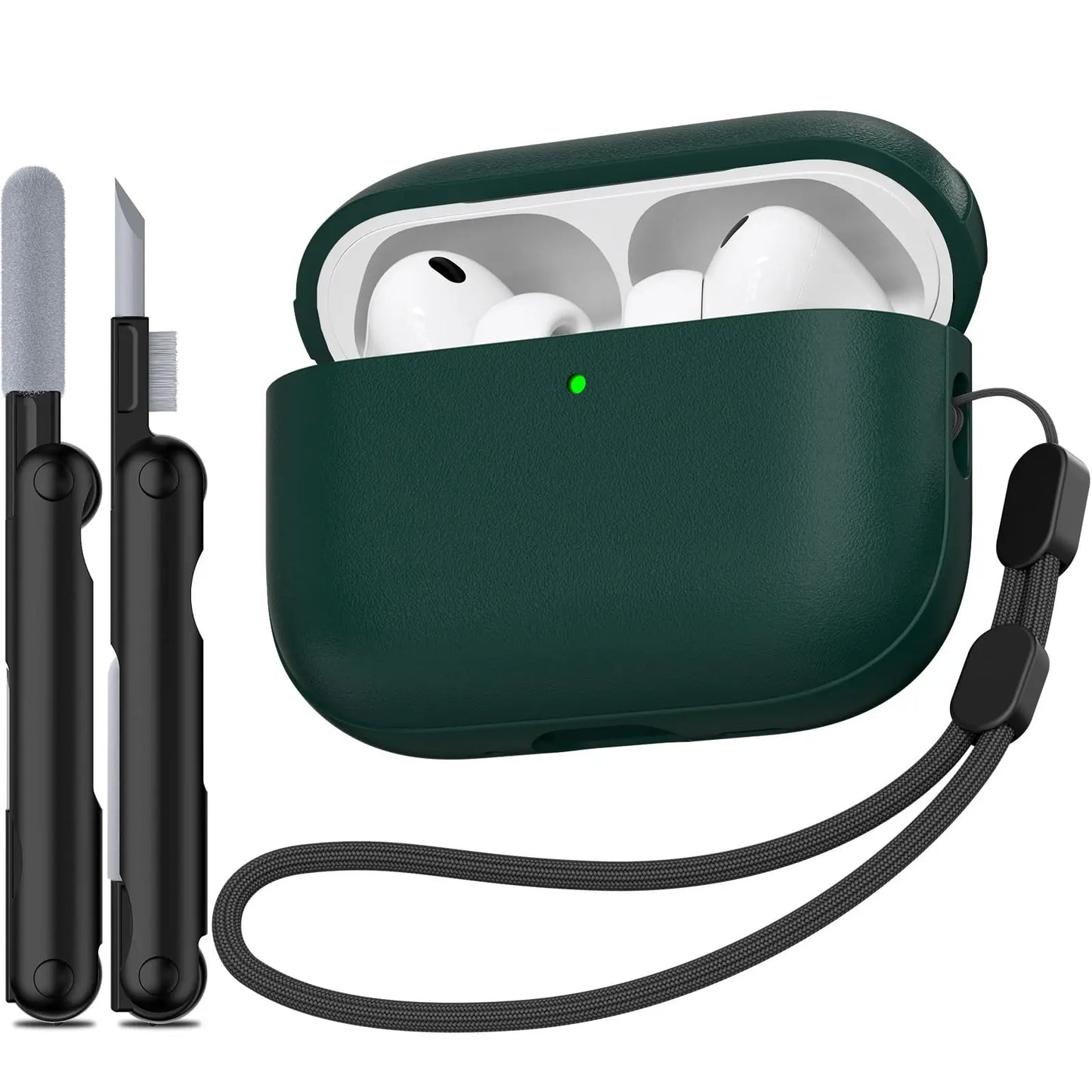 Leather Texture AirPods Pro 3 (2025) Case – Full Protection with Lanyard & Kit