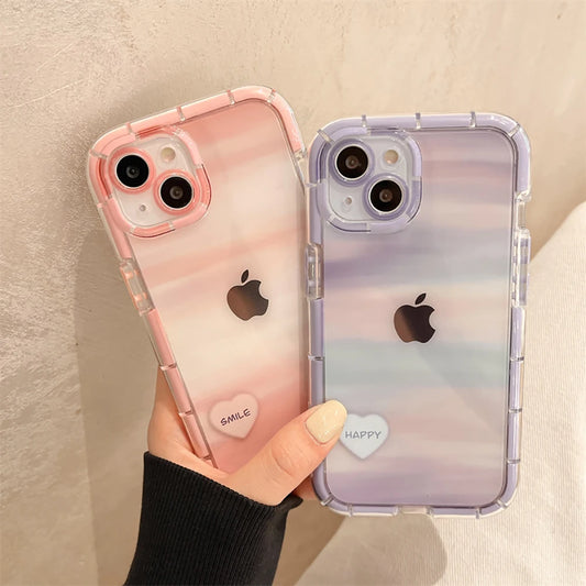 Cute Love Heart Transparent Silicone Phone Case For iPhone 15 14 13 12 11 Pro Max
