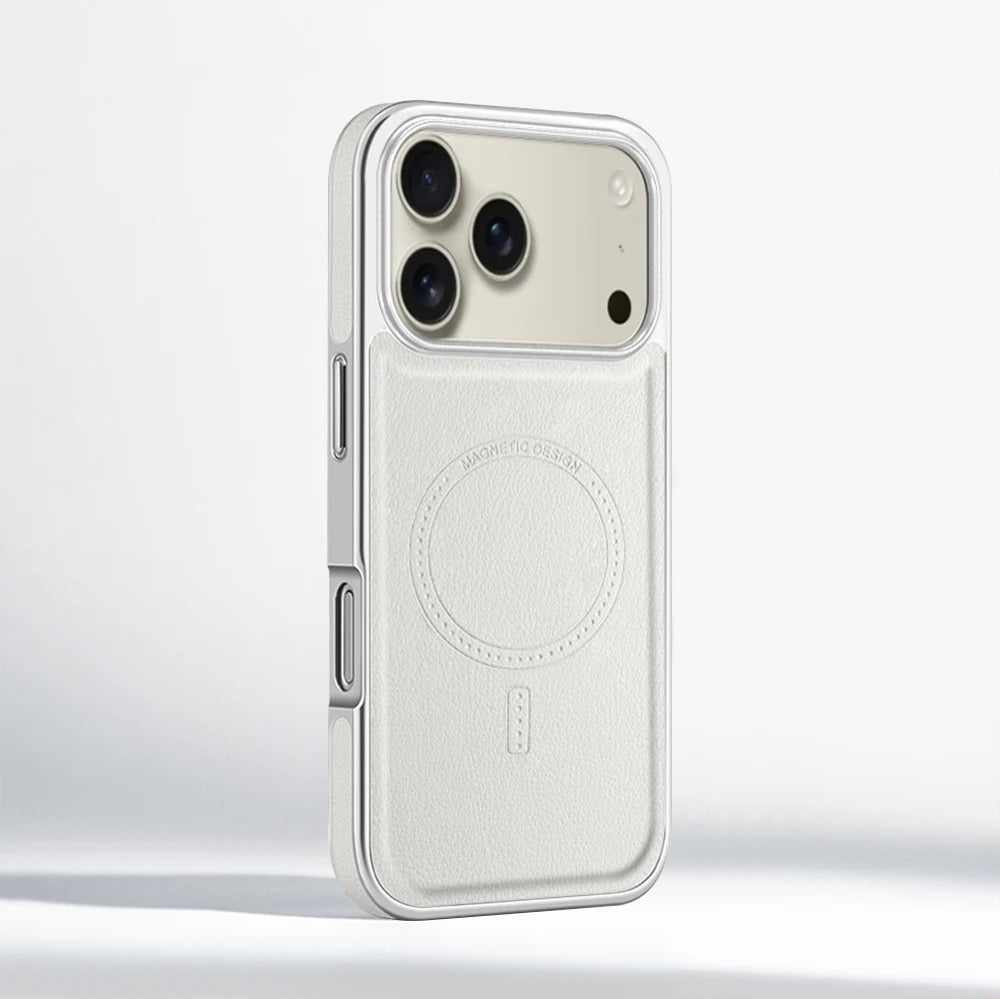 Luxury PU Leather MagSafe Case for iPhone 17–13 | Magnetic Shockproof Cover