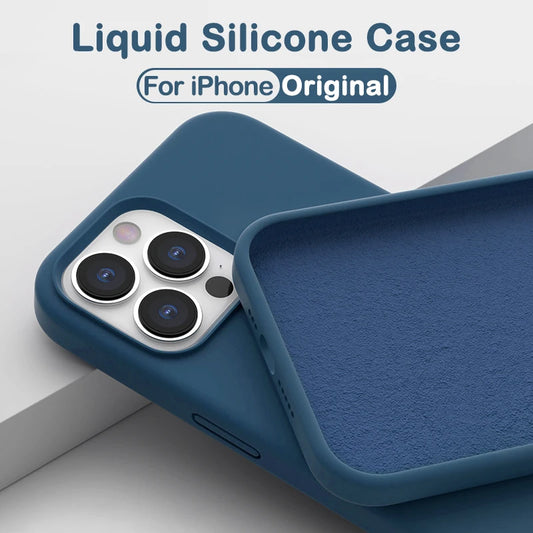 Liquid Silicone Soft Case for iPhone 12 13 Mini Pro Max Cover