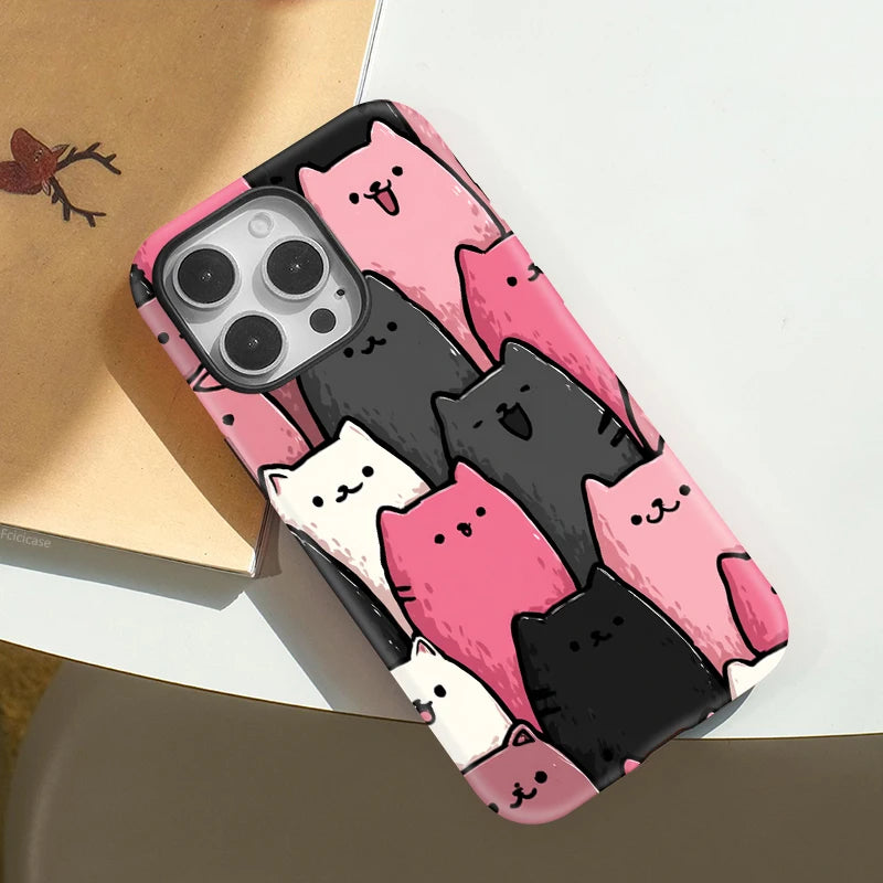 Lovely Cats MagSafe Case for iPhone 16–12 | Hard Acrylic Magnetic Cover