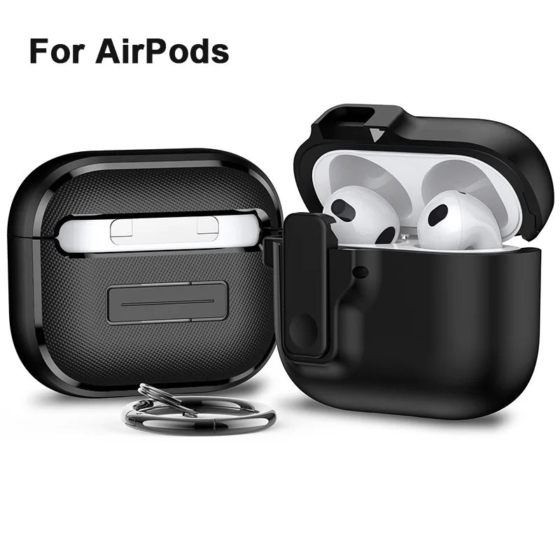 Luxury Shockproof Case for AirPods Pro 2, 4 & 3 with Hook Carabiner
