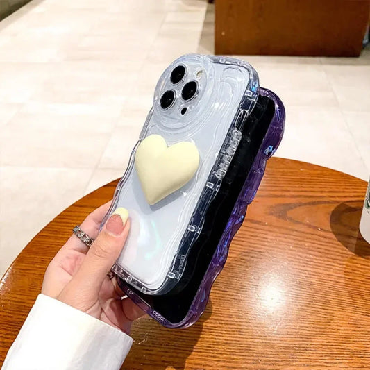 3D Heart Candy Color Airbag Case for iPhone 15 14 13 12 11 Pro Max Soft