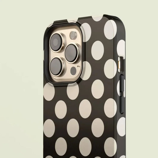 Polka-Dotted Black Magnetic Phone Case for iPhone 16–11 Pro Max & Plus