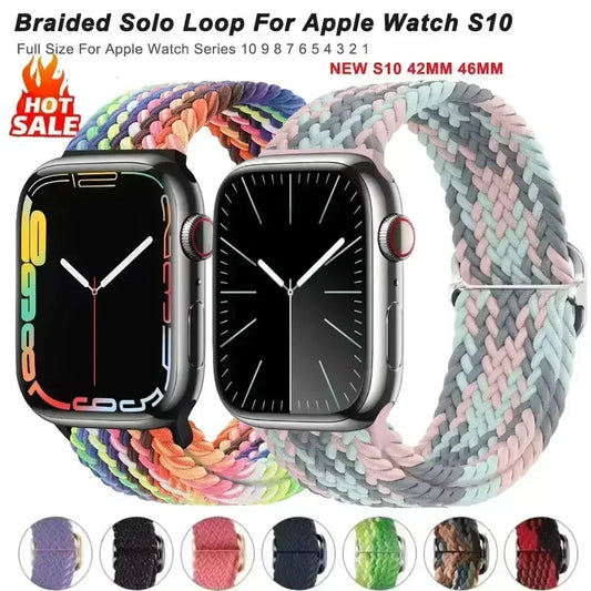 Braided Solo Loop for Apple Watch Ultra & Series 10–7 SE Elastic Band