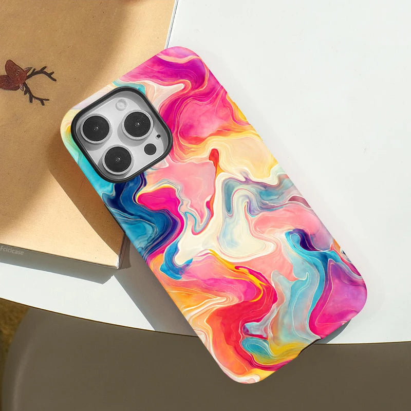 MagSafe Wireless Charging Case for iPhone 16–11 | Colorful Lines Design