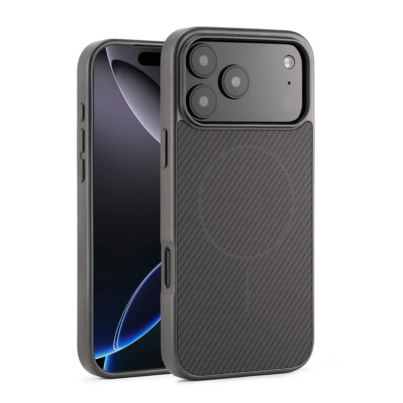 Business Carbon Fiber MagSafe Case for iPhone 17 16 15 Pro Max Plus TPU