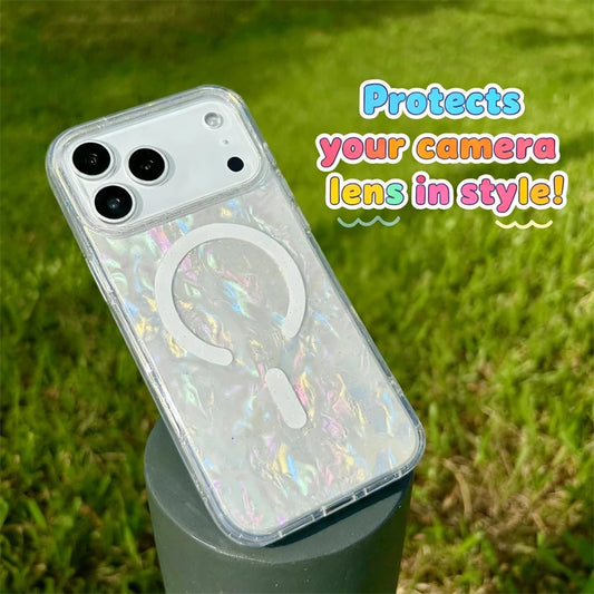 Shell Marble Magnetic Case for iPhone 17–12 Pro Max MagSafe Soft Cover
