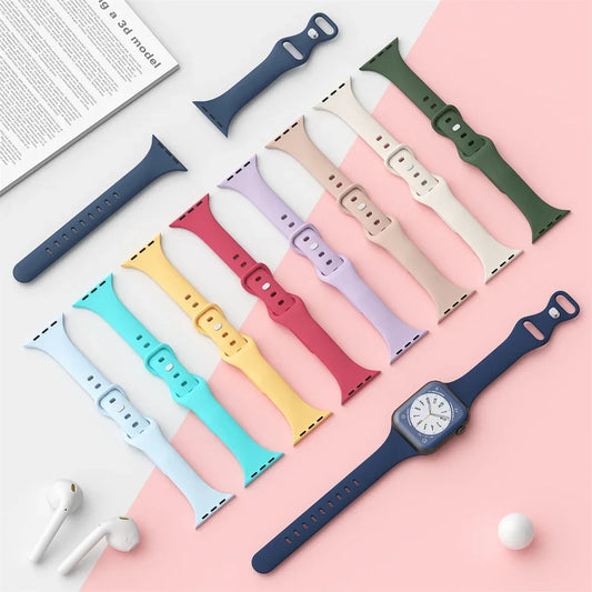 Slim Silicone Sport Strap for Apple Watch 38-49mm Series 3 to Ultra 2