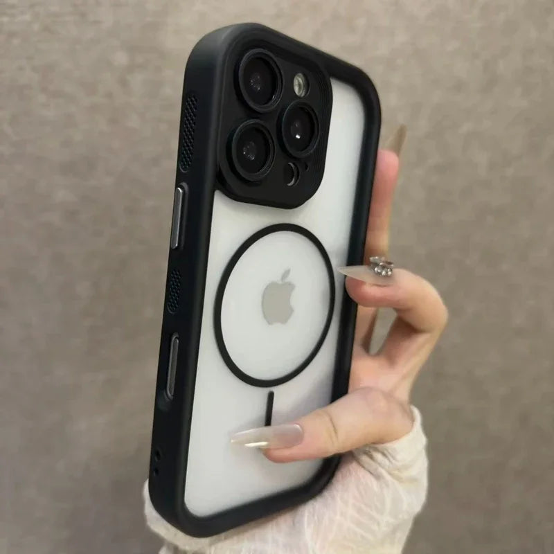 Trendy 2 in 1 Skin Feel MagSafe Phone Case for iPhone 15–17 Pro Max Plus Shockproof