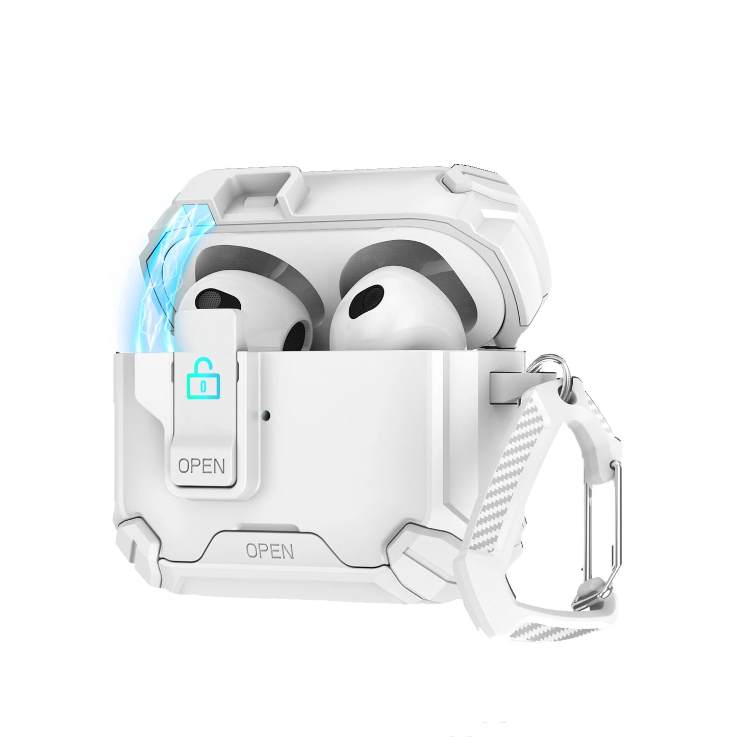 Secure Lock Shockproof Case for AirPods 1/2/3/4 Pro with Hook & Holder