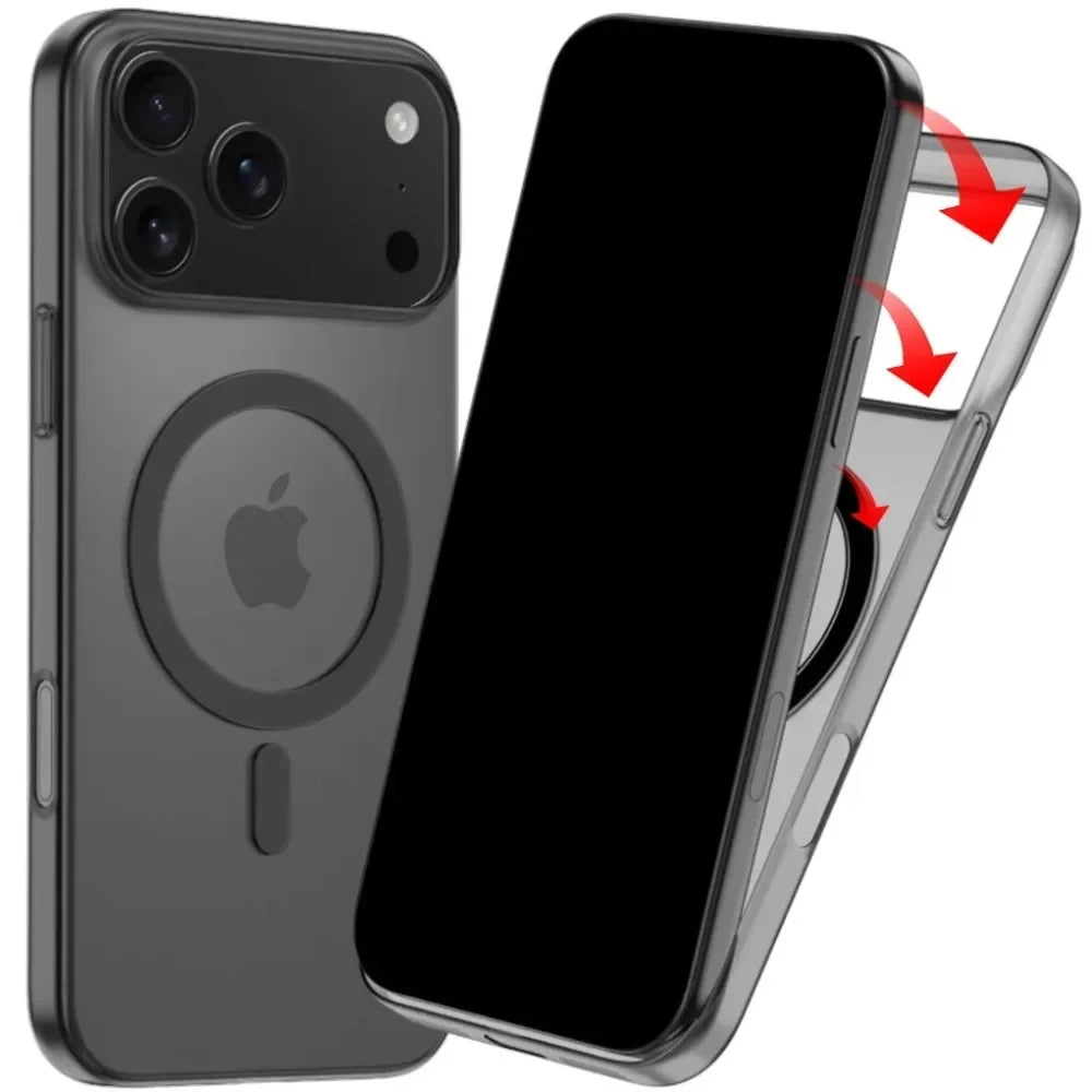 Ultra-Thin Magnetic Matte Case – Translucent MagSafe Cover for iPhone 12–17