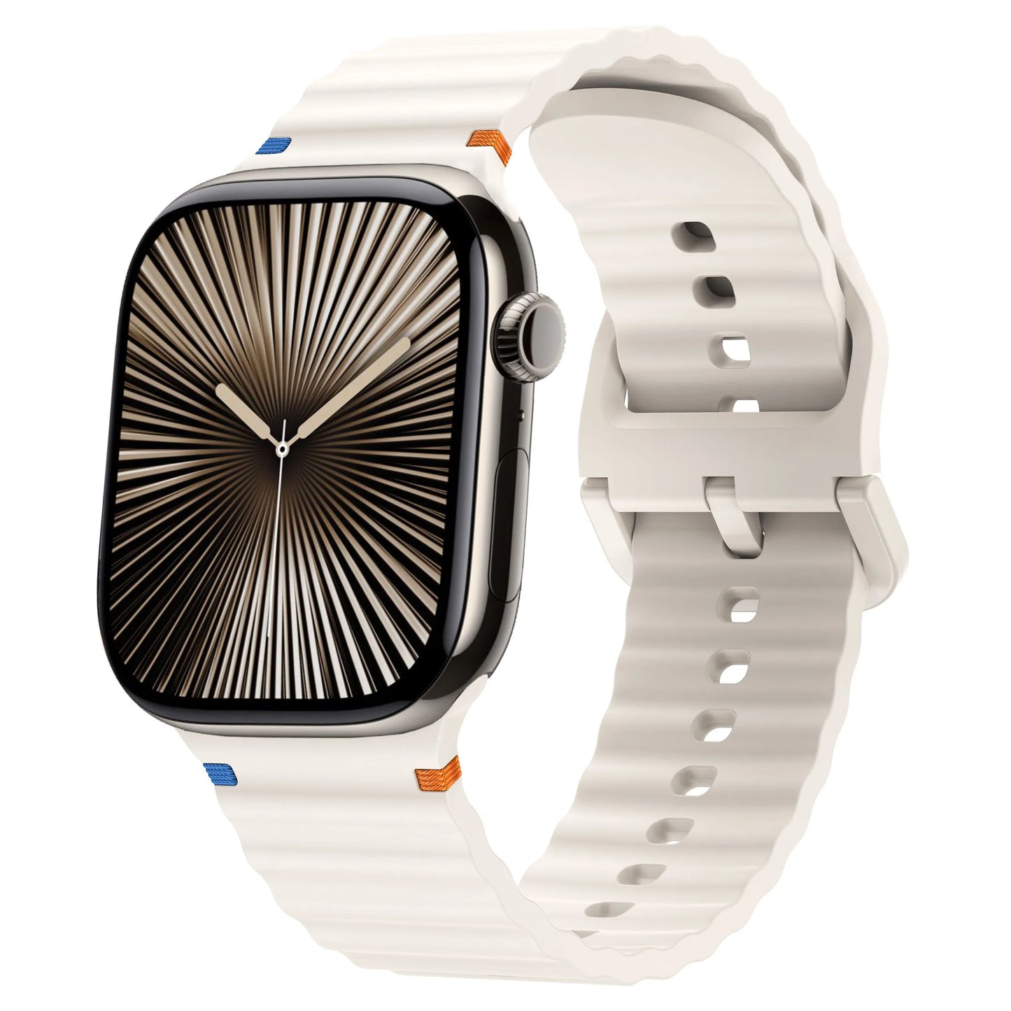 Wave Stitched Silicone Strap for Apple Watch Ultra 3/2 11 10 9 8 7 SE 49–41mm