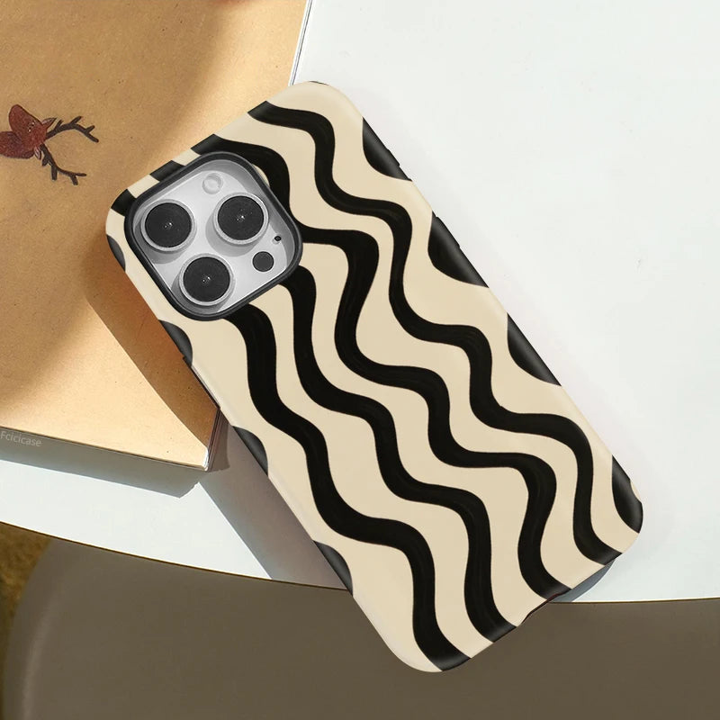 MagSafe Wave Stripe Case for iPhone 16–11 | Magnetic Shockproof Cover