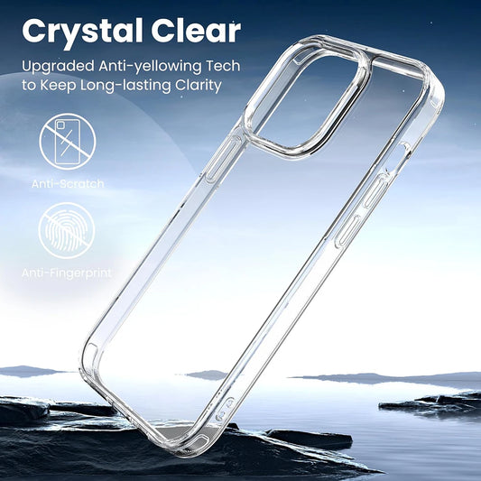 Hybrid Acrylic Shockproof Case for iPhone 16 15 14 13 12 11 Pro Max Mini Clear